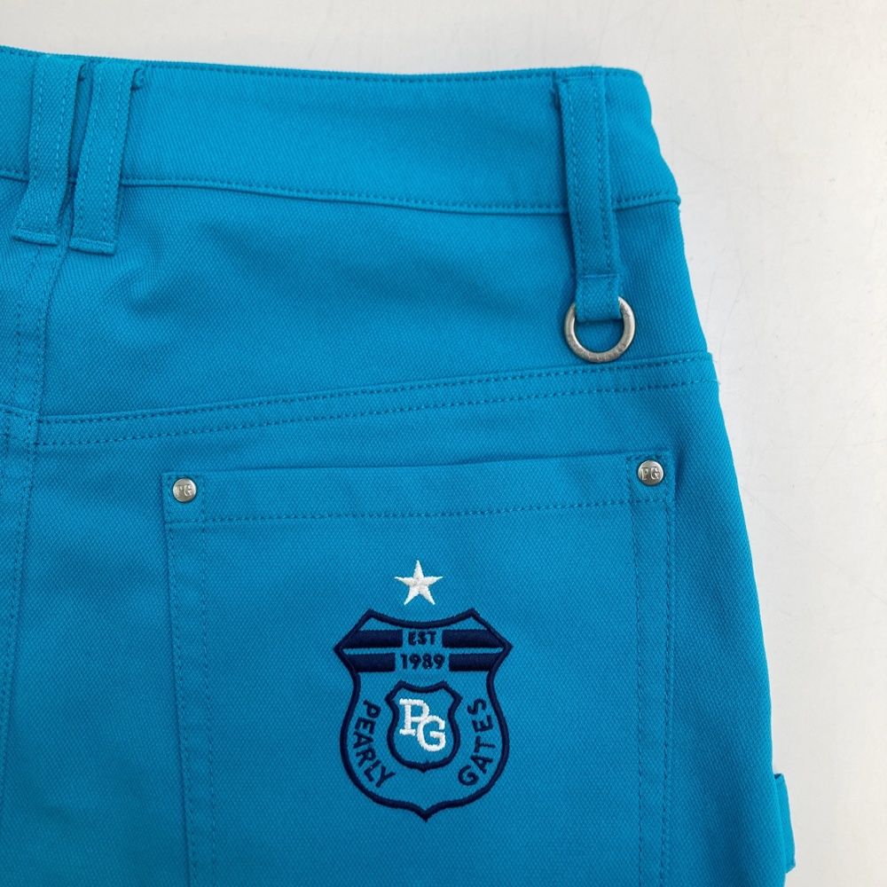 サイズ：0 PEARLY GATES パーリーゲイツ ロゴ刺繍入りスカート ブルー