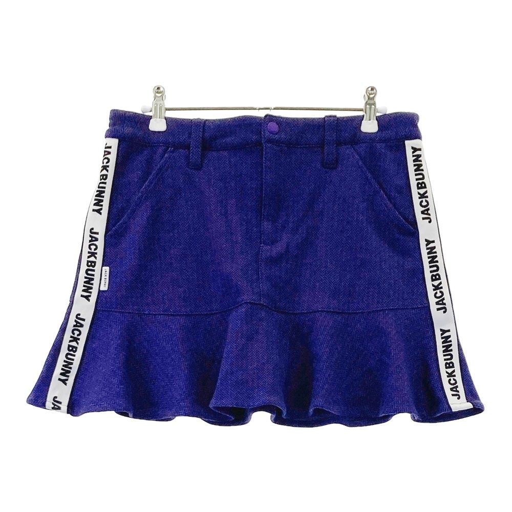 サイズ 0 JACK BUNNY ジャックバニー インナー付 ストレッチスカート ロゴライン ヘリンボーン柄 パープル系 ゴルフウェア レディース ストスト