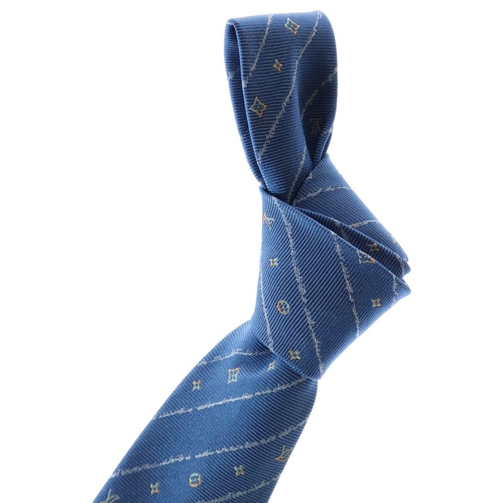 LOUIS VUITTON (ルイヴィトン) モノグラム シルク ネクタイ ブルー