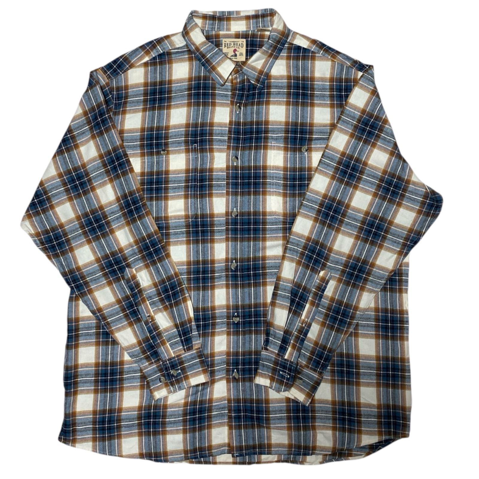 レッドヘッド ブランド カンパニー Co チェック柄 フランネルシャツ ブルー ホワイト ブラウン マルチ コットン ハンティング フィッシング アウトドア アパレル シャツ レディース ユニセックス メンズ 古着 長袖