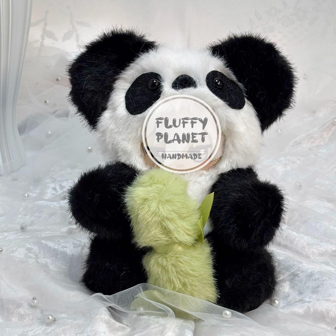 10cm おすわり ちびぐるみ ぬい服 推しぬい パンダ しっぽ付き パール