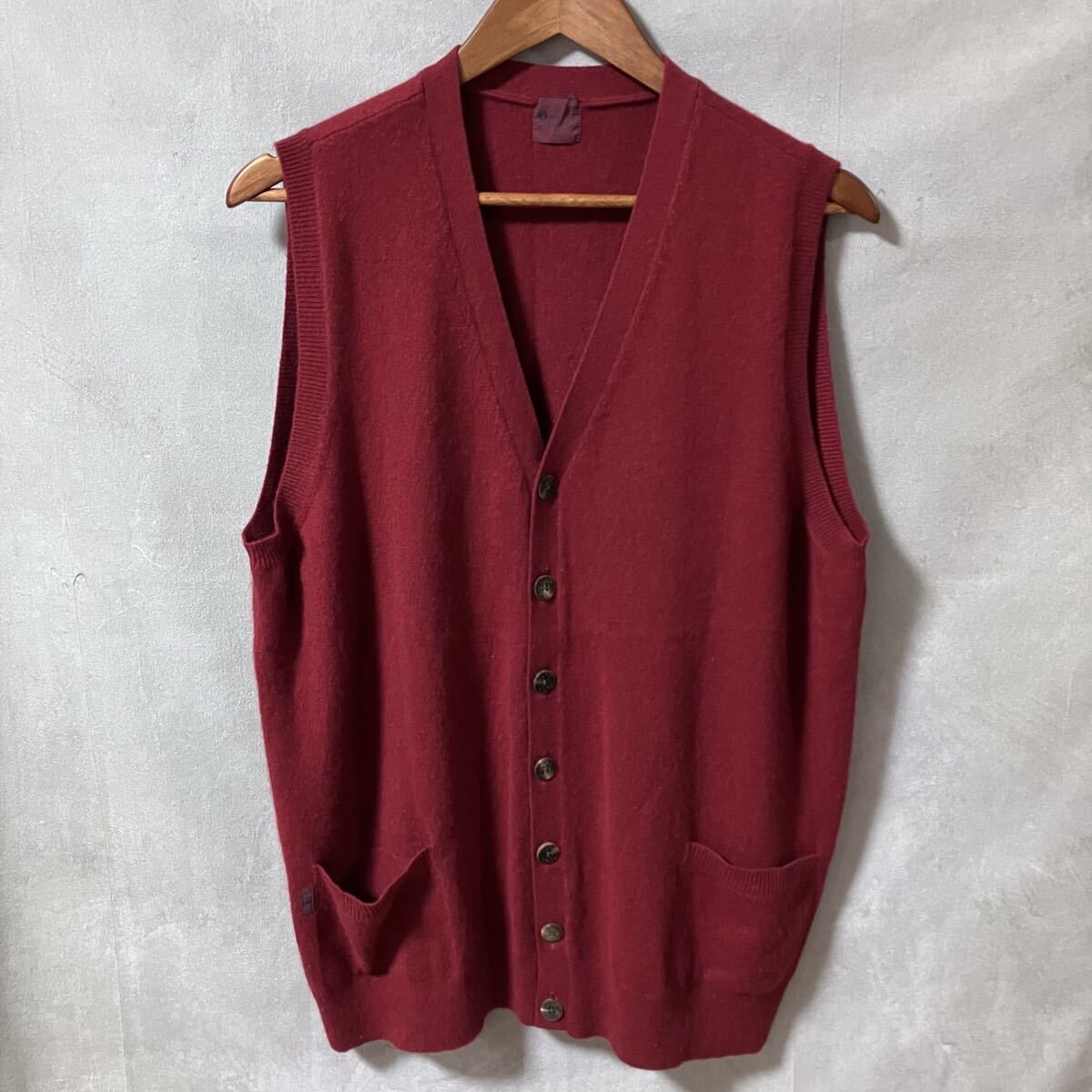 PAPAS パパス カシミヤ100% ノースリーブ Vネック ニットベスト size