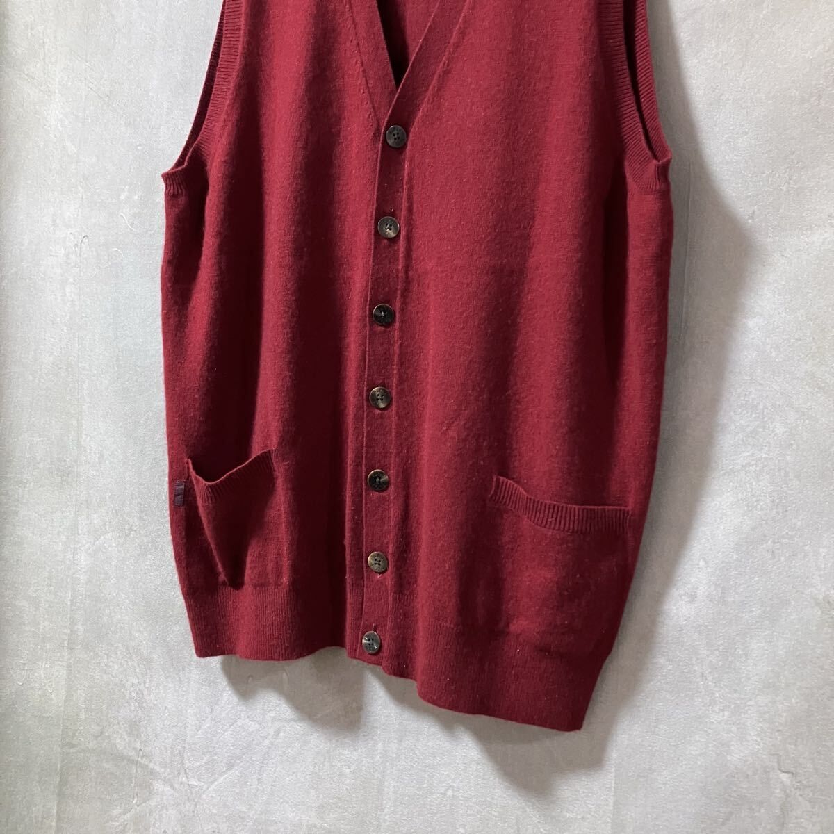 PAPAS パパス カシミヤ100% ノースリーブ Vネック ニットベスト size