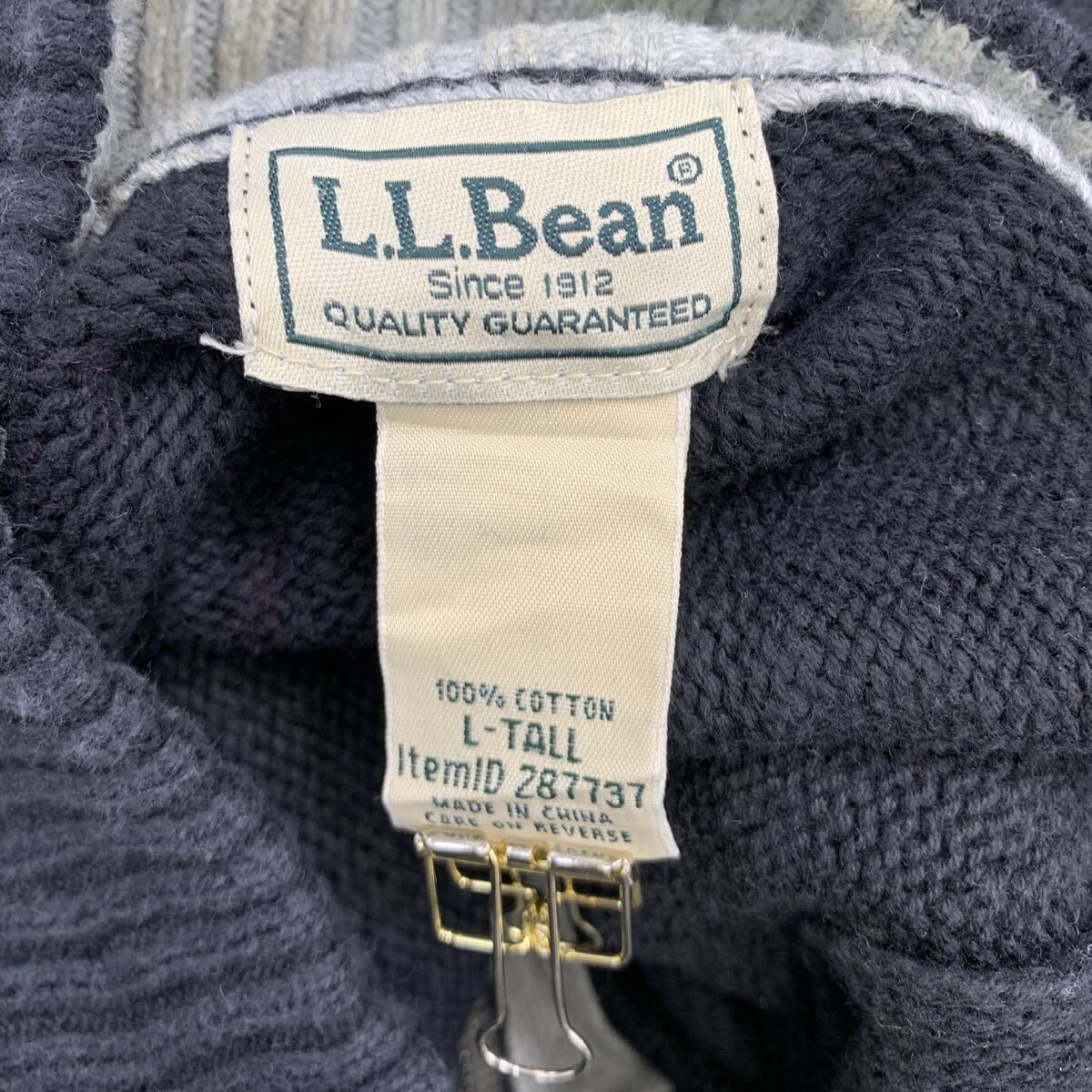 L.L.Bean コットンニット セーター L ブラック エルエルビーン ハーフ