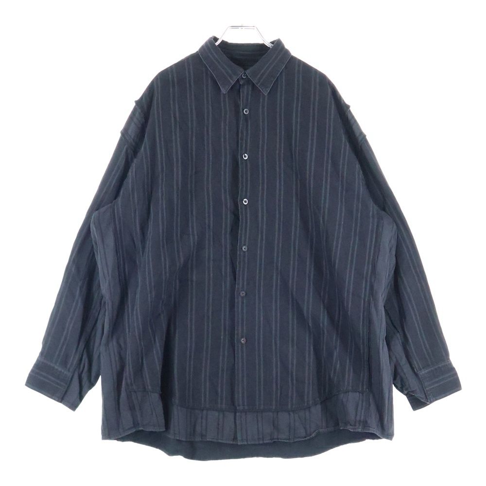 MINEDENIM (マインデニム) 23AW BD.Discharge Stripe NHW SH 再構築 ストライプ長袖シャツ ブラック MND-NHW001-96-402
