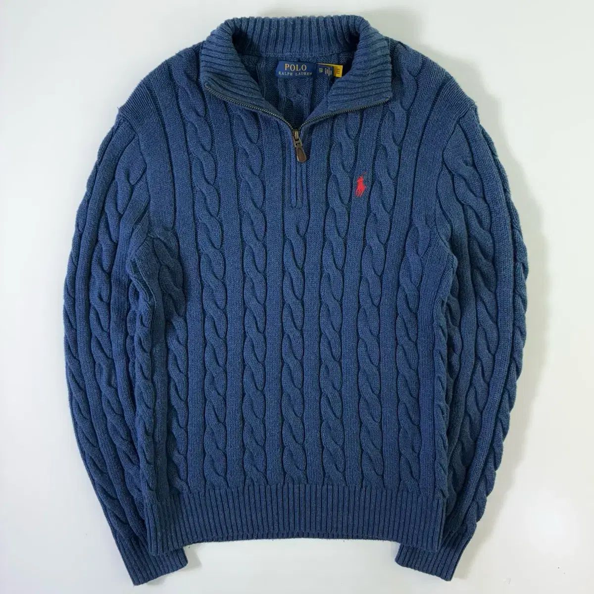 ポロ ラルフローレン 刺繍 コットン ハーフジップ ケーブル編み ニット
