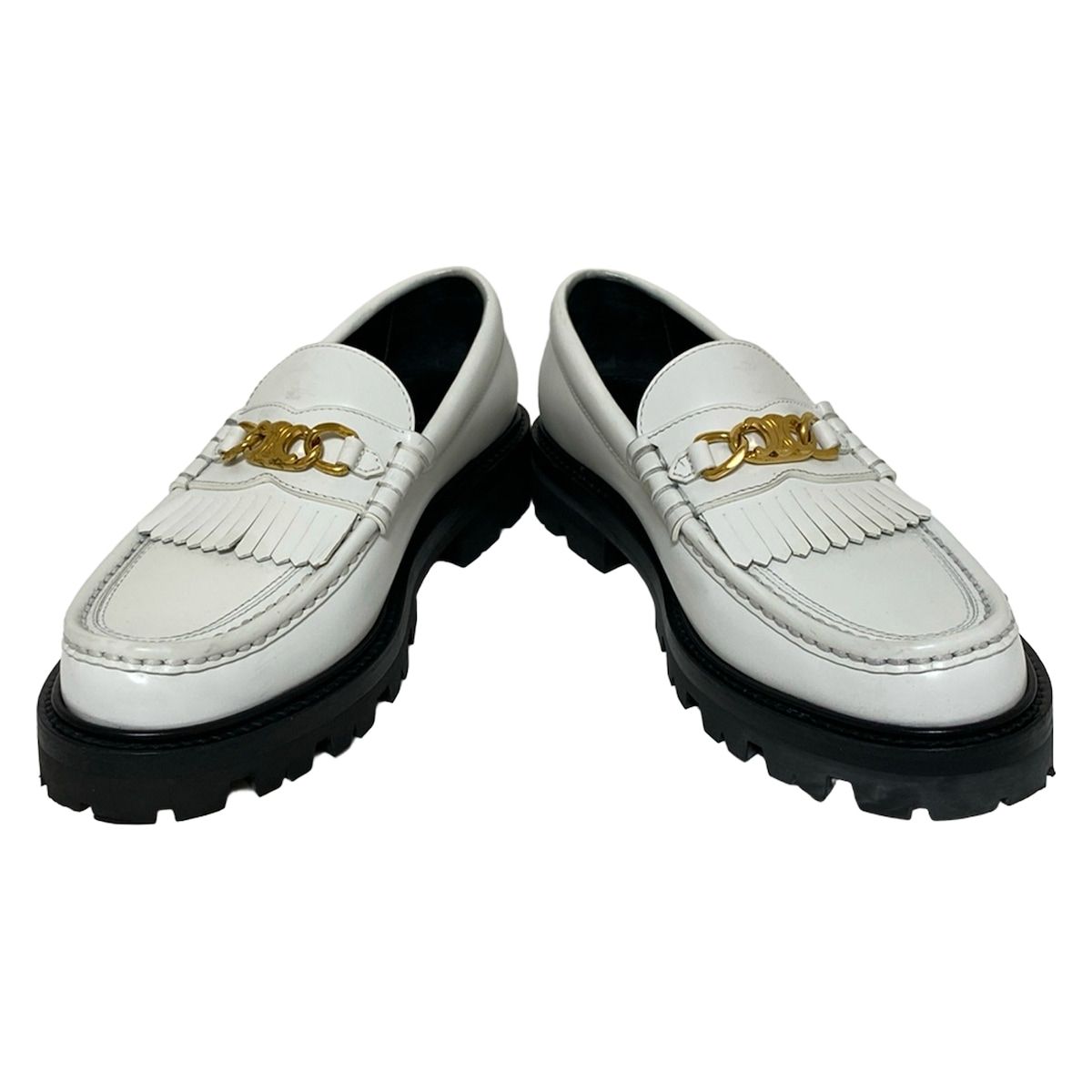 CELINE(セリーヌ) ローファー 38 レディース - 白 トリオンフチェーン