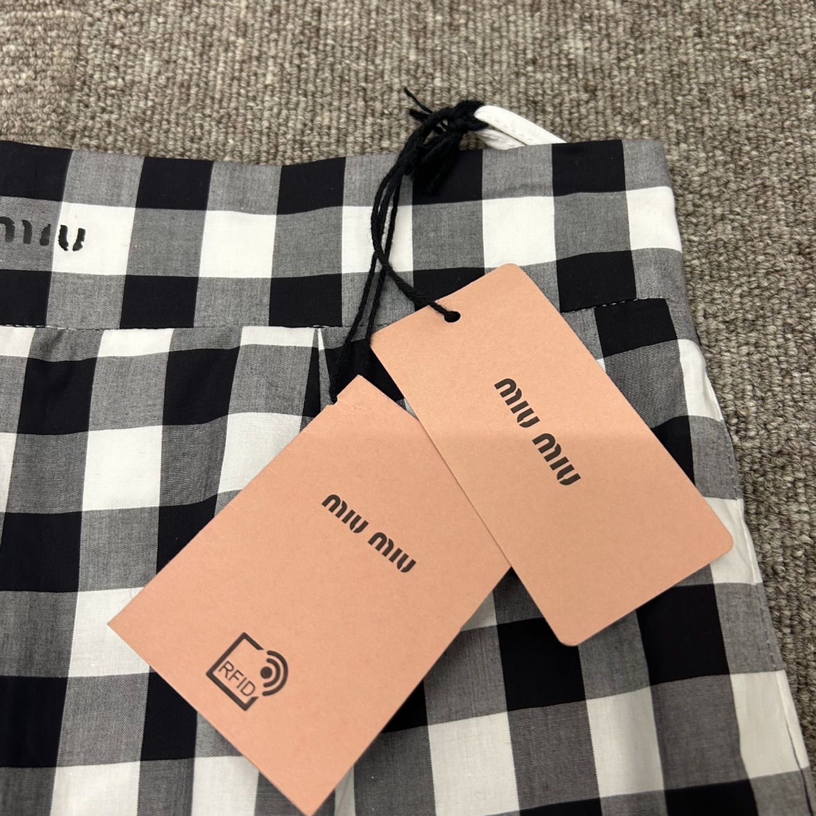 MIUMIU ミュウミュウ コットン パンツ 40 ギンガムチェック 2021年