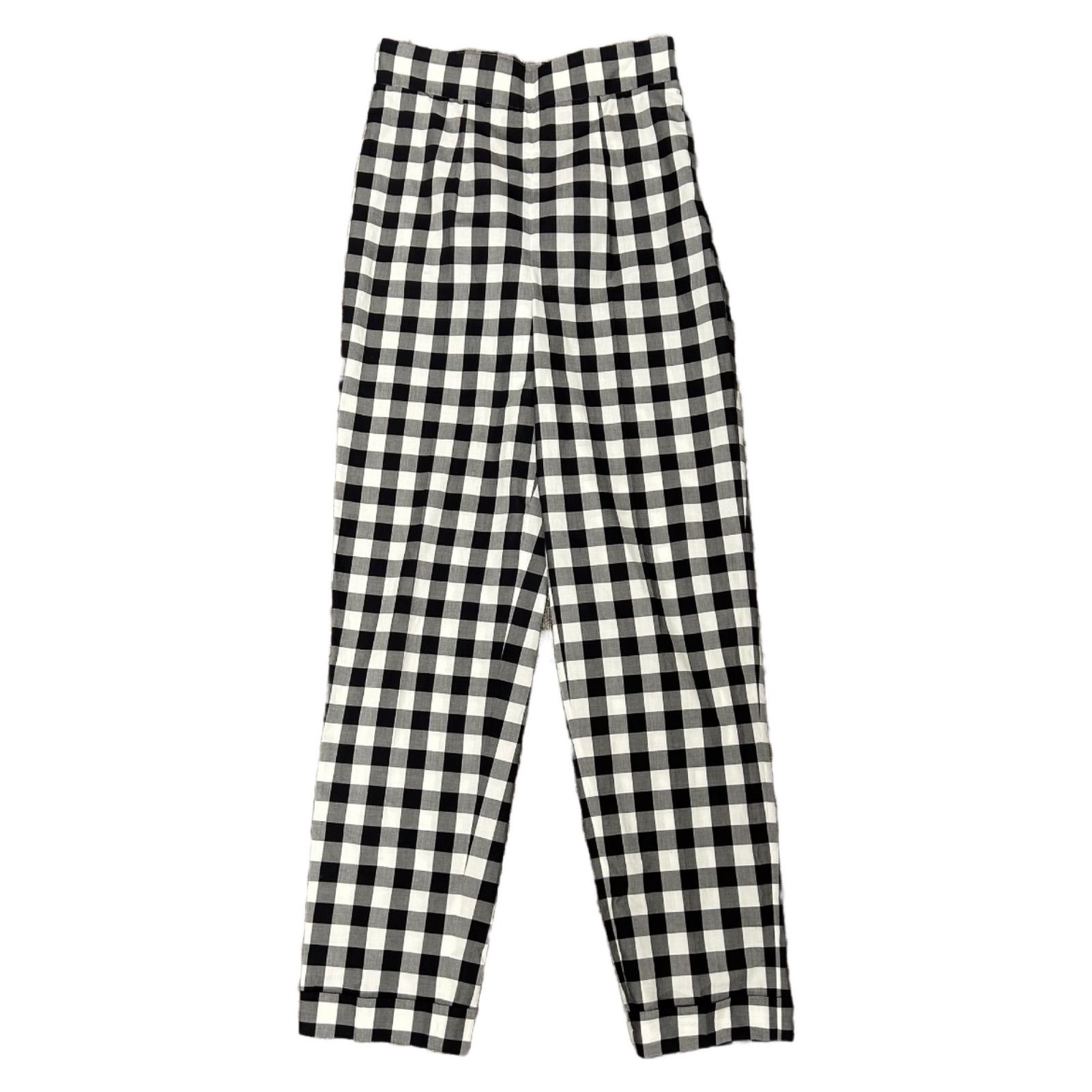 高級 miumiu ストレートパンツ ギンガムチェック コットン 黒 MIUMIU ミュウミュウ コットン パンツ 40 ギンガムチェック 2021年