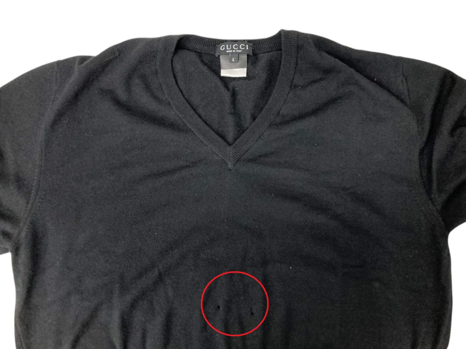 GUCCI (グッチ) イタリア製 Vネック セーター 無地 ニット 長袖 356