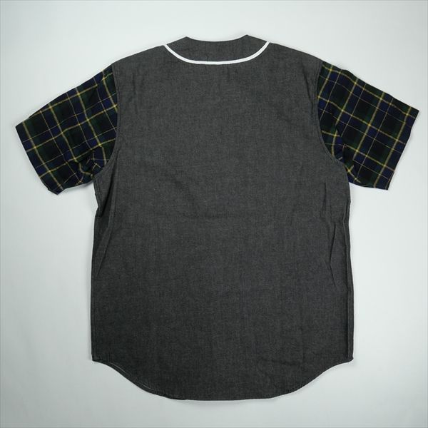Size M SUPREME シュプリーム 14 SS Denim Flannel Baseball Shirt Black 半袖ベースボールシャツ 黒 品-