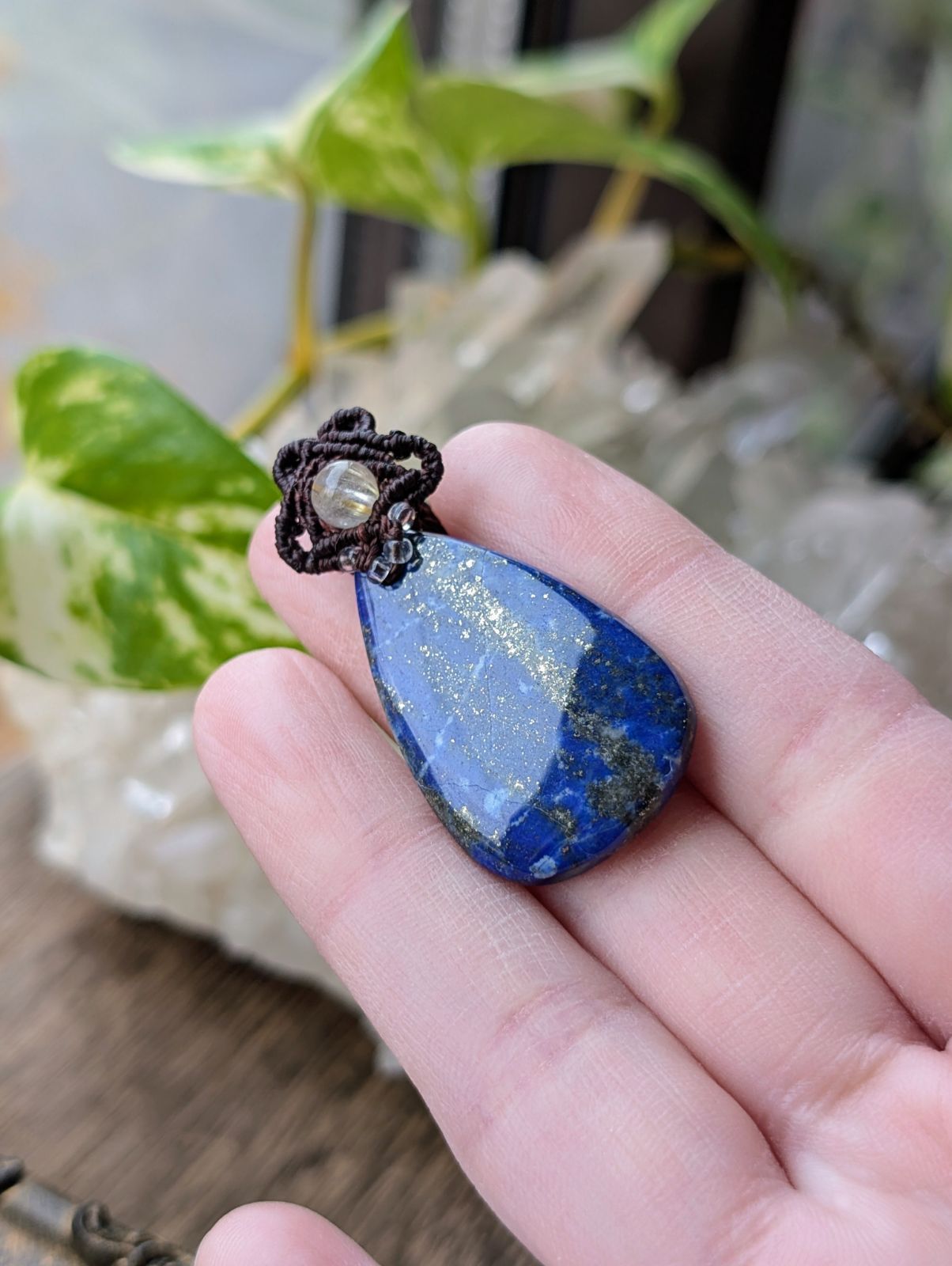 ☆天の川タイプ☆ラピスラズリ・瑠璃☆マクラメ編みネックレス 478