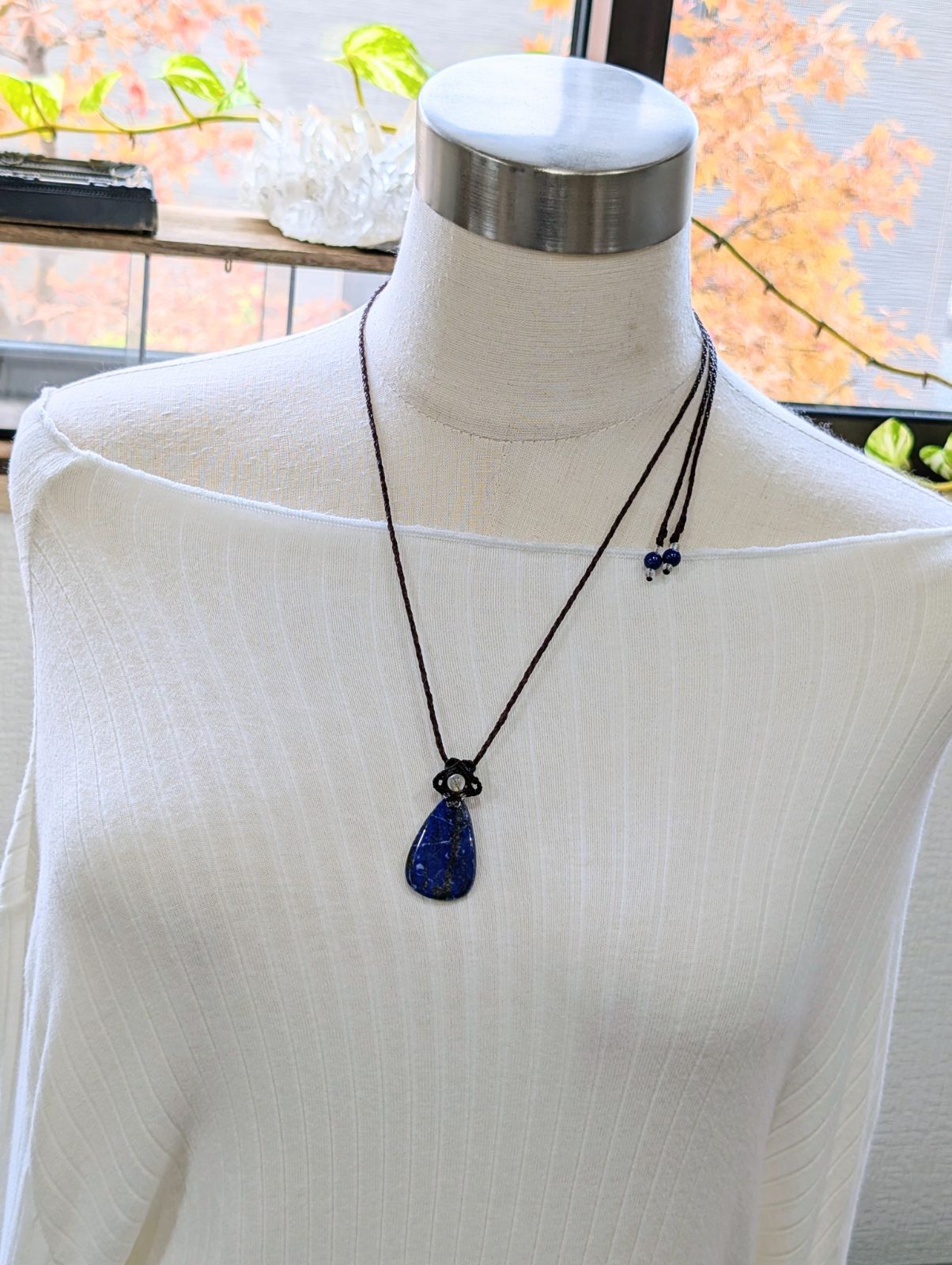 ☆天の川タイプ☆ラピスラズリ・瑠璃☆マクラメ編みネックレス 478