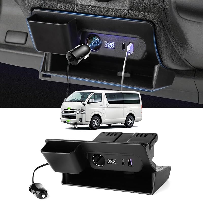 【在庫セール】GIMUYA トヨタ ハイエース 200系 増設電源ユニット レジアスエース 200系 usb 増設ソケット 分配器 シガーソケットx1 QC3.0 USBボートx1 Type-Cボートx1 スマホ 急速充電 TOYOTA HIACE 専用設
