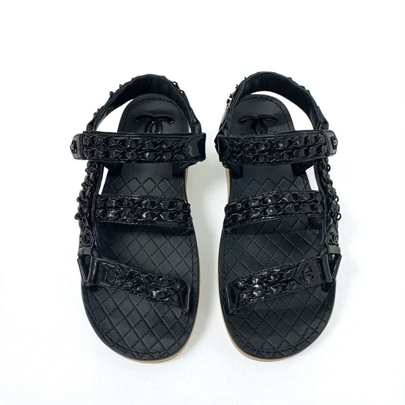 シャネル CHANEL サンダル 靴 シューズ レザー ブラック 黒 ココマーク