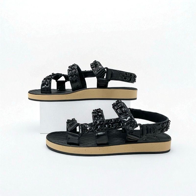 シャネル CHANEL サンダル 靴 シューズ レザー ブラック 黒 ココマーク