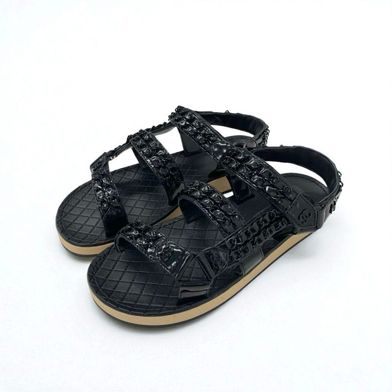 シャネル CHANEL サンダル 靴 シューズ レザー ブラック 黒 ココマーク