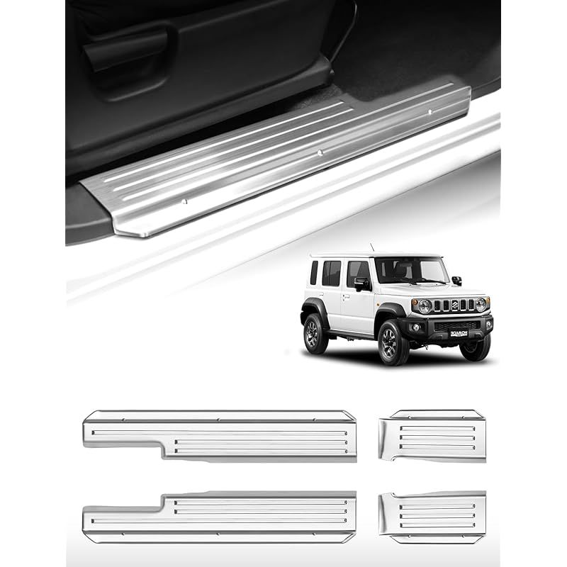 在庫 AMWMORV スカッフプレート ジムニーノマド ジムニー ノマド サイドステップ ドアステップマット JC 74 W D 5 5ドア キズ防止 汚れ防止 簡単取付 両面テープ付き ステンレス製 車種 用品 傷隠し 入れ
