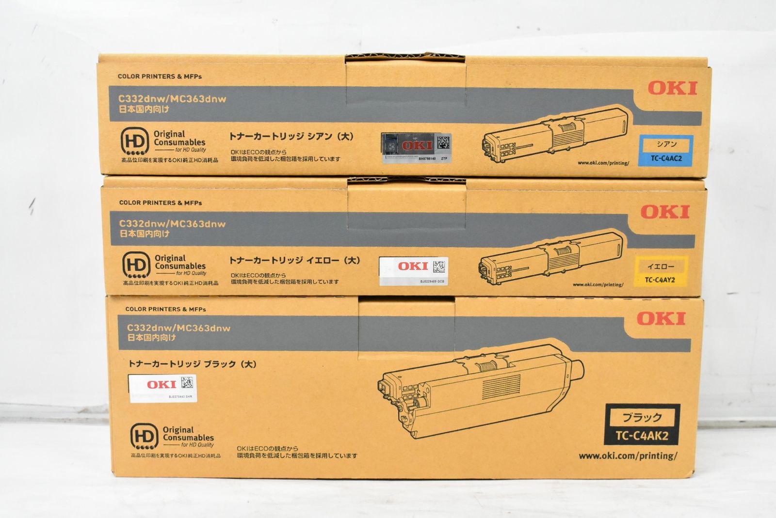 OKI トナー TC-C 4 AK 2 AC AY シアン イエロー ブラック オキ -L 18-byebye