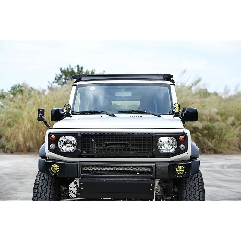 在庫 AMWMORV ジムニー フロント グリル ジムニーシエラ フロントグリル カバーフェンス ブラック 取付簡単 一体型 メッキ加工済み 異物防止 耐久 通風維持