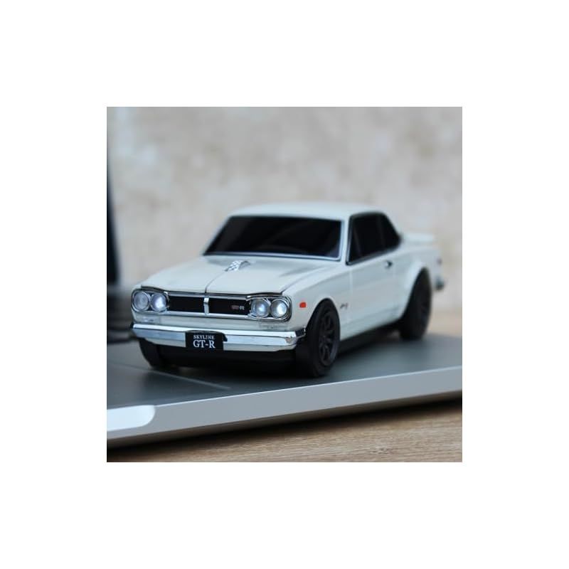  在庫 無線マウス 日産スカイライン 2000 GT-R ホワイト 通称ハコスカ 無線式 Bluetooth 対応 mouse Nissan Skyline white 周辺機器 Wii