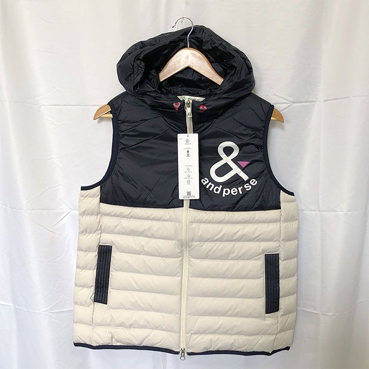 ! アンパスィ レディース ＬＬサイズ エナジーコクーン中綿ベスト ベージュ系 古着ゴルフウェア