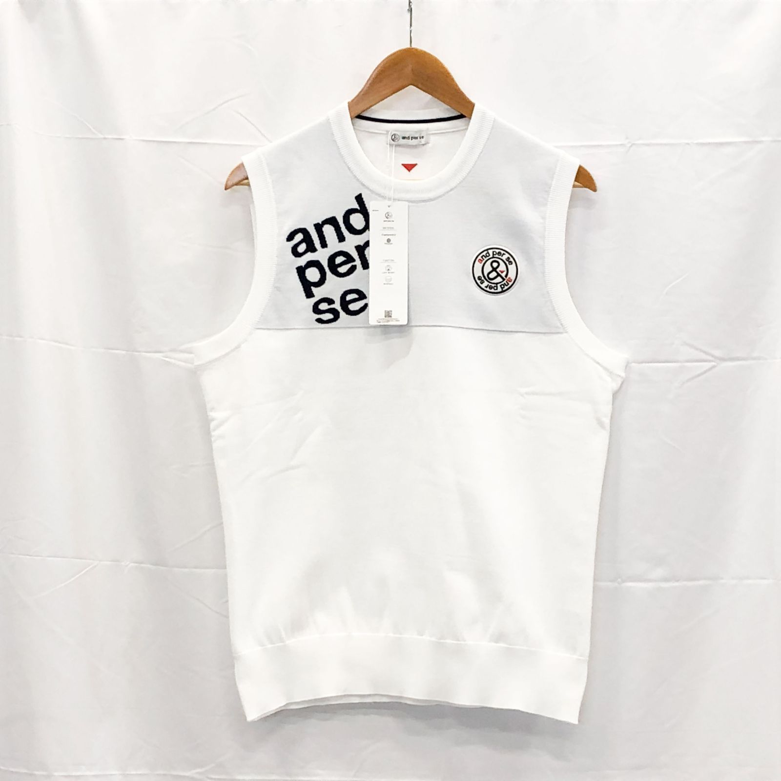 ! アンパスィ｜メンズ｜Ｌサイズ｜ニットベスト｜ホワイト系｜古着ゴルフウェア