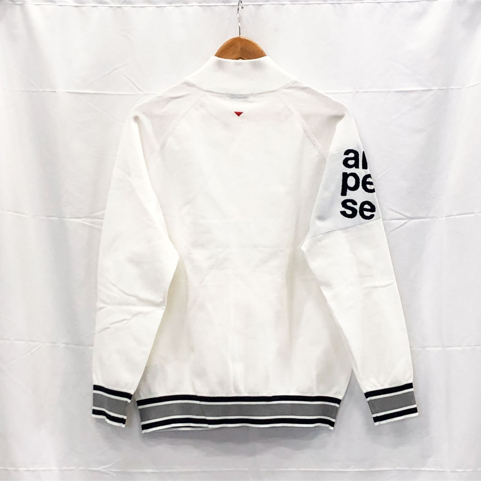 タグ付き! アンパスィ｜メンズ｜Ｌサイズ｜フルオープンセーター｜ホワイト系｜古着ゴルフウェア