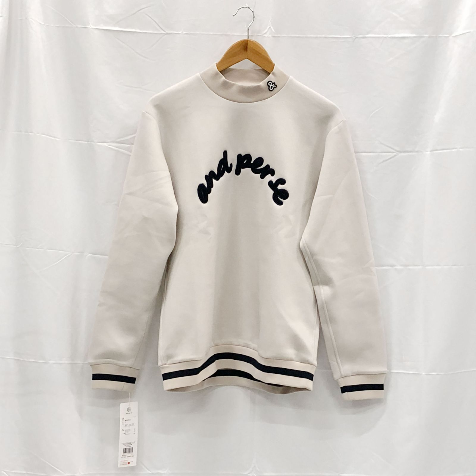 タグ付き! アンパスィ｜メンズ｜Ｌサイズ｜モックネックスウェット｜ベージュ系｜古着ゴルフウェア