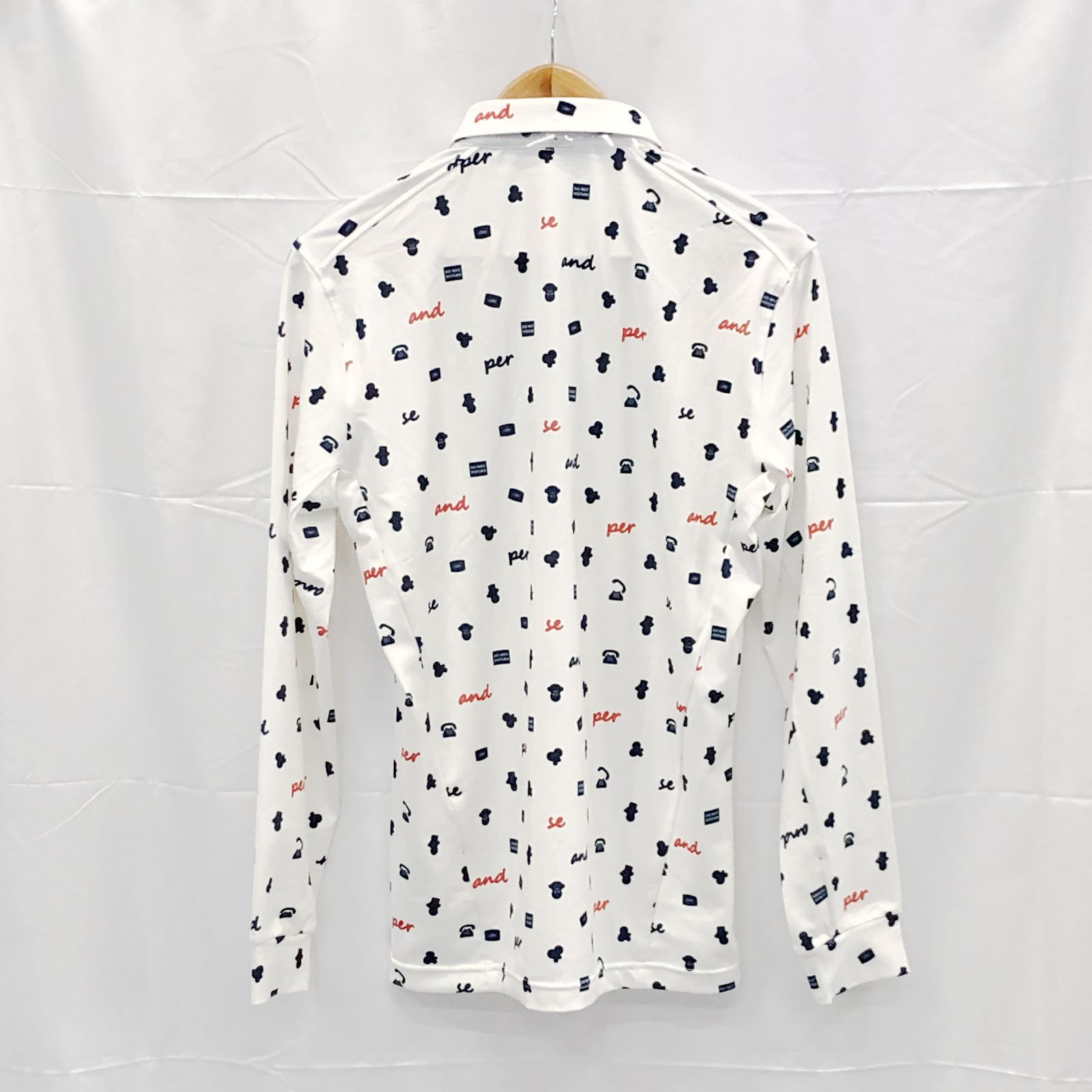 タグ付き! アンパスィ｜メンズ｜Ｍサイズ｜長袖プルオーバーシャツ｜ホワイト系｜古着ゴルフウェア