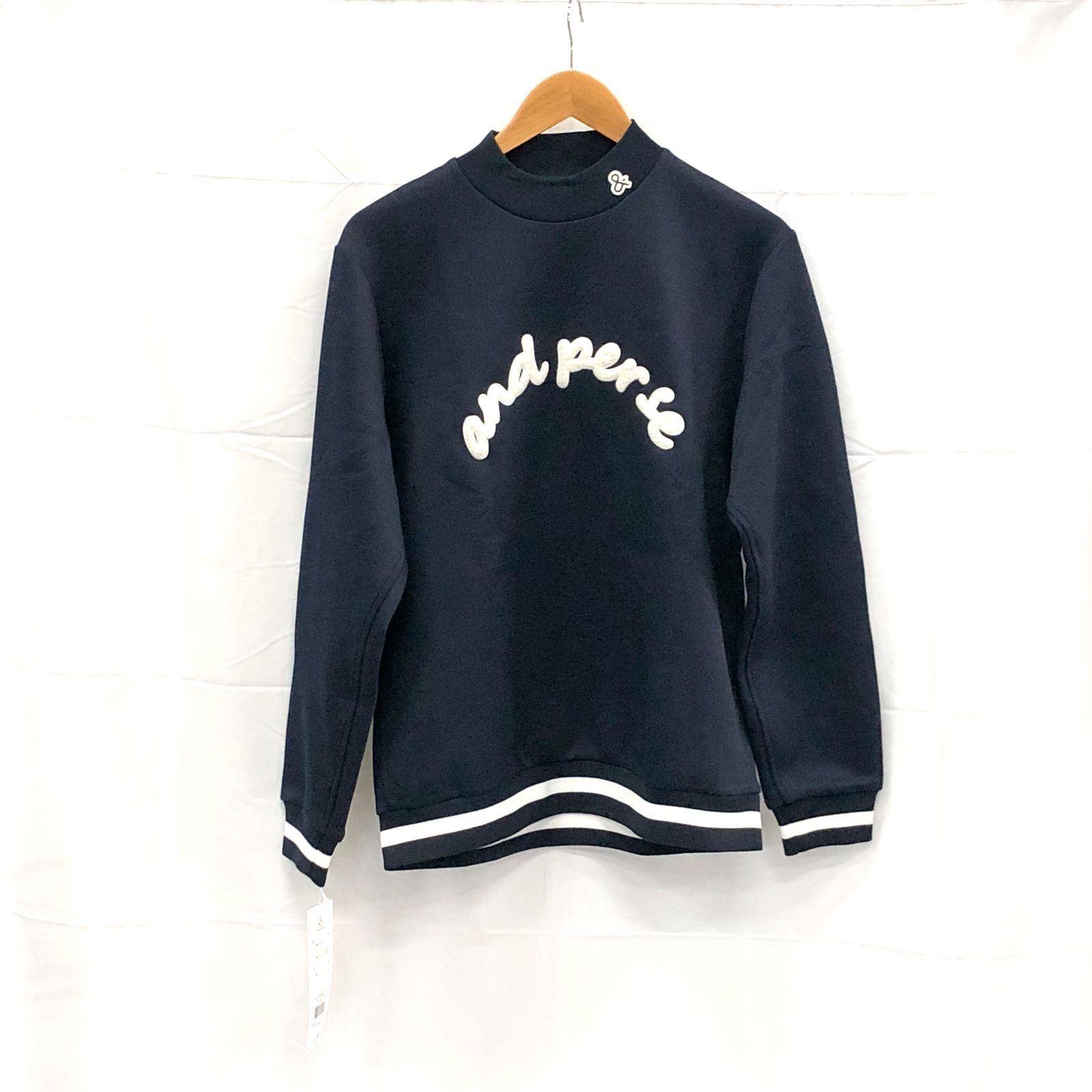 ! アンパスィ メンズ Ｌサイズ モックネックスウェット ネイビー系 古着ゴルフウェア