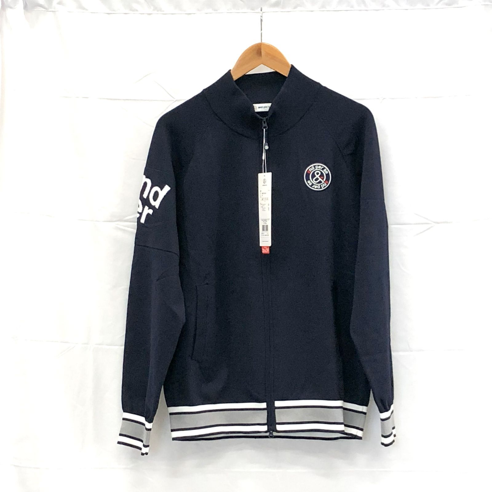 ! アンパスィ メンズ ＬＬサイズ フルオープンセーター ネイビー系 古着ゴルフウェア
