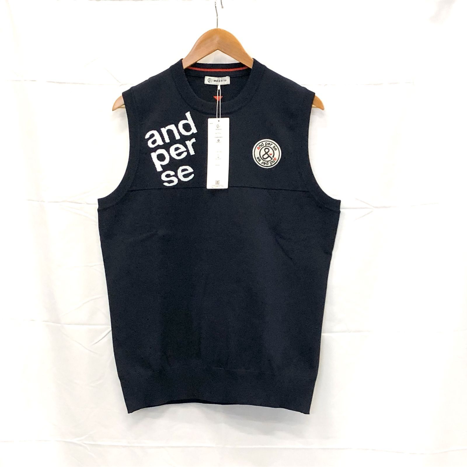 ! アンパスィ｜メンズ｜Ｌサイズ｜ニットベスト｜ネイビー系｜古着ゴルフウェア