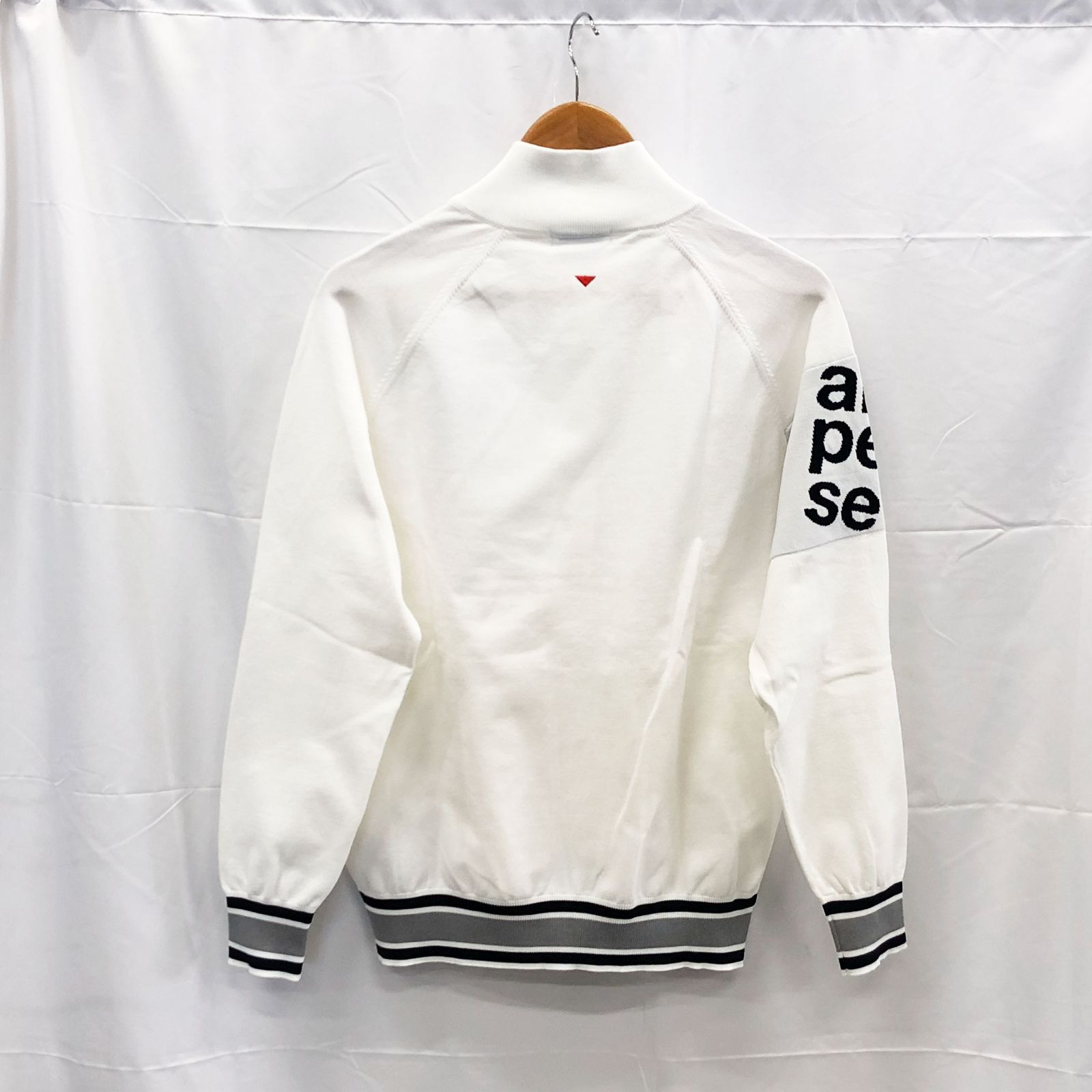 タグ付き! アンパスィ｜メンズ｜Ｍサイズ｜フルオープンセーター｜ホワイト系｜古着ゴルフウェア