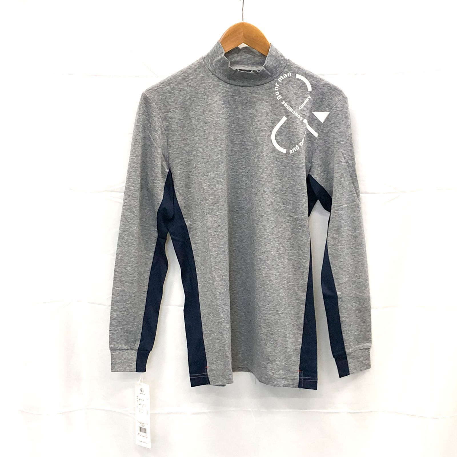 タグ付き! アンパスィ｜メンズ｜Ｍサイズ｜長袖ハイネックシャツ｜グレー系｜古着ゴルフウェア