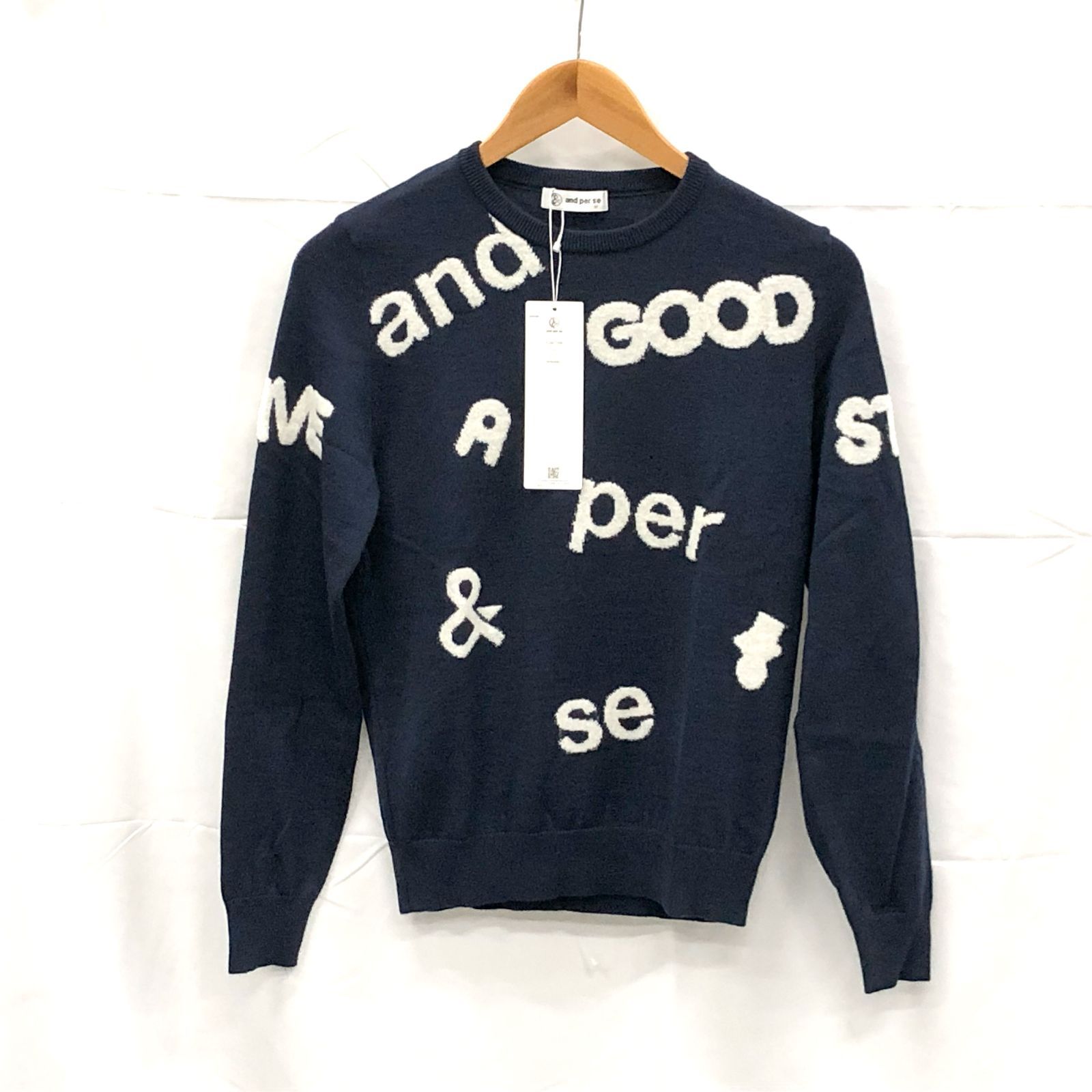 ! アンパスィ レディース Ｍサイズ クルーネックセーター ネイビー系 古着ゴルフウェア