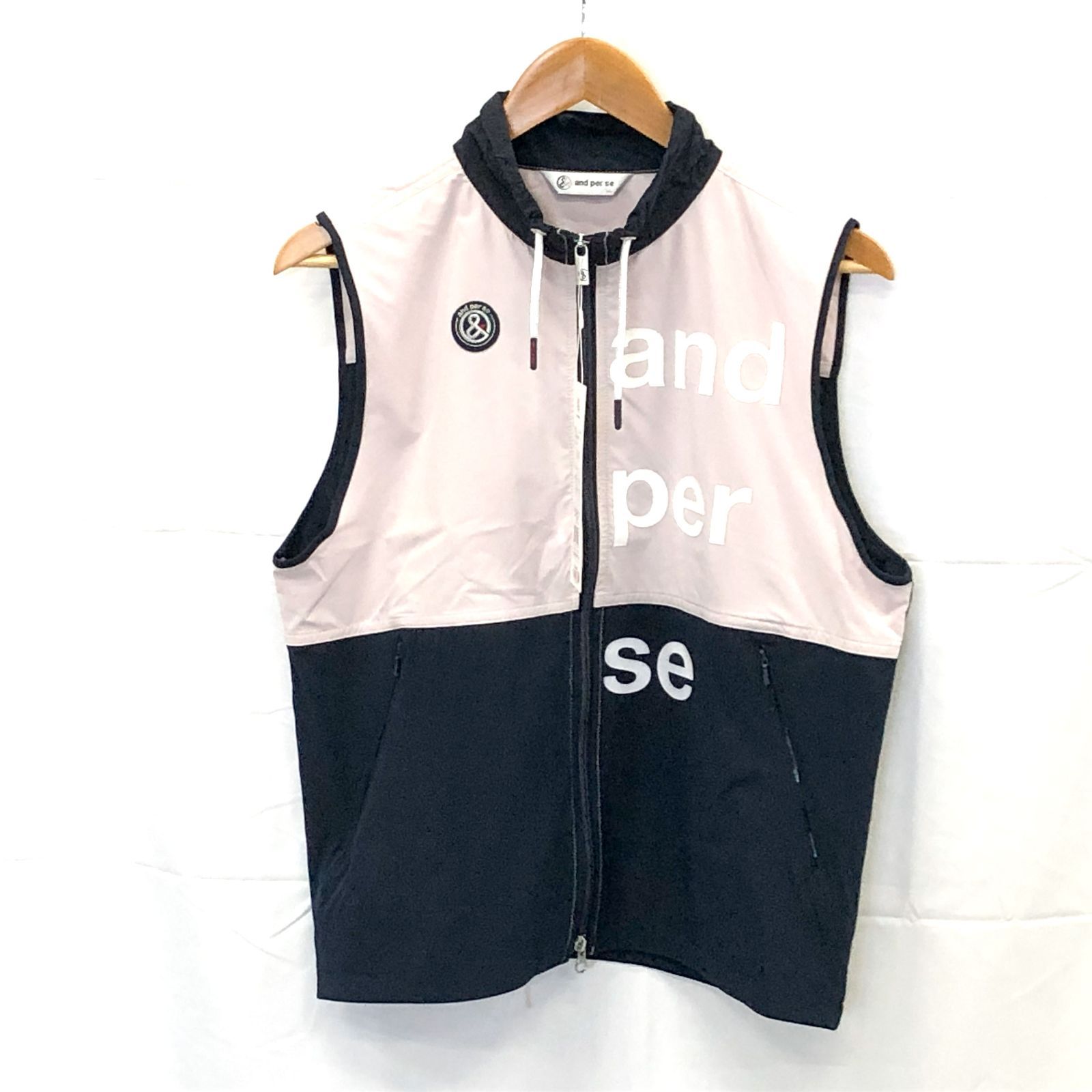 タグ付き! アンパスィ｜レディース｜ＬＬサイズ｜バックウォームベスト｜ネイビー系｜古着ゴルフウェア