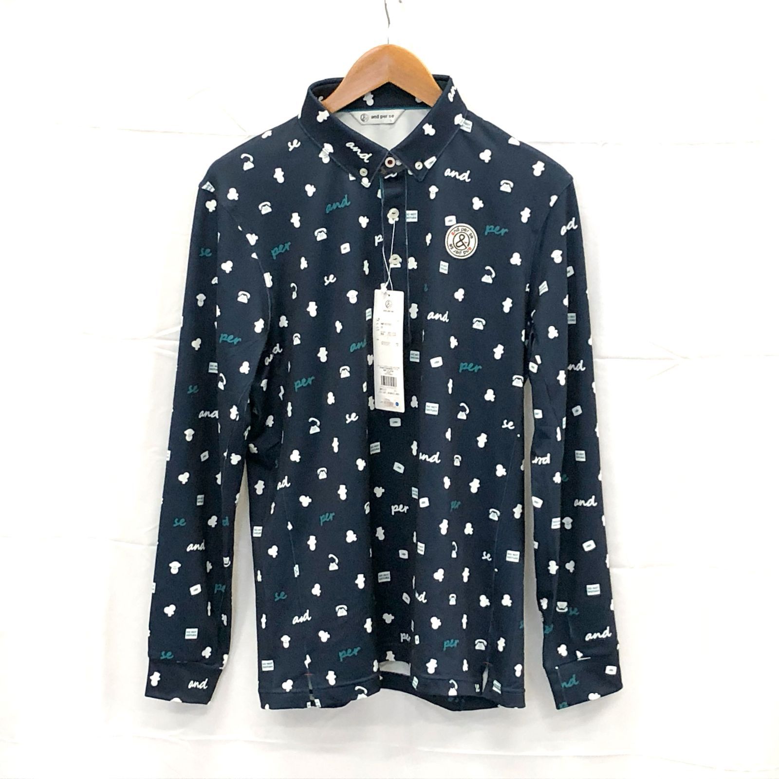 ! アンパスィ｜メンズ｜Ｌサイズ｜長袖プルオーバーシャツ｜ネイビー系｜古着ゴルフウェア