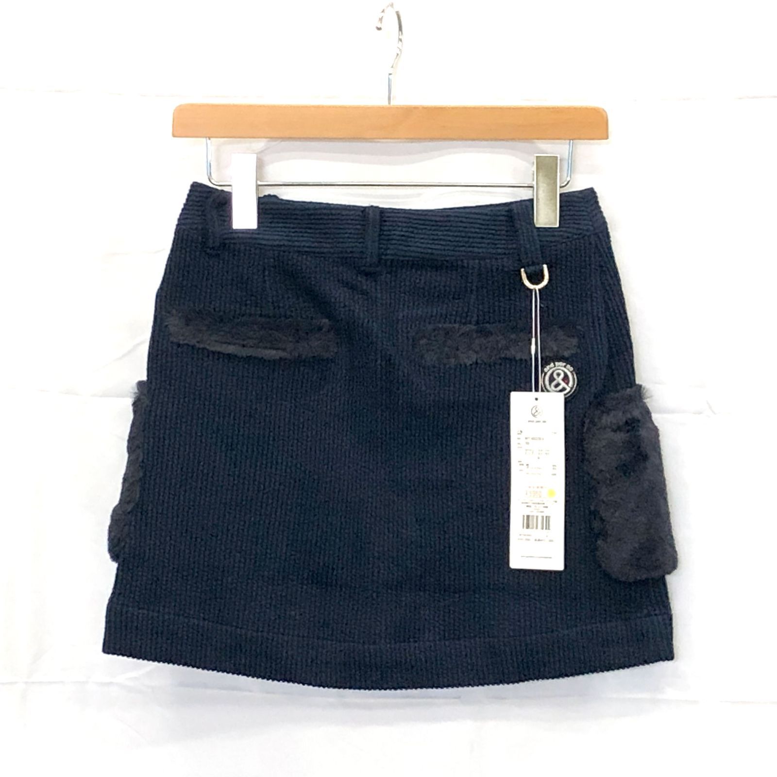 タグ付き! アンパスィ｜レディース｜Ｓサイズ｜ニットコーディロイスカート｜ネイビー系｜古着ゴルフウェア