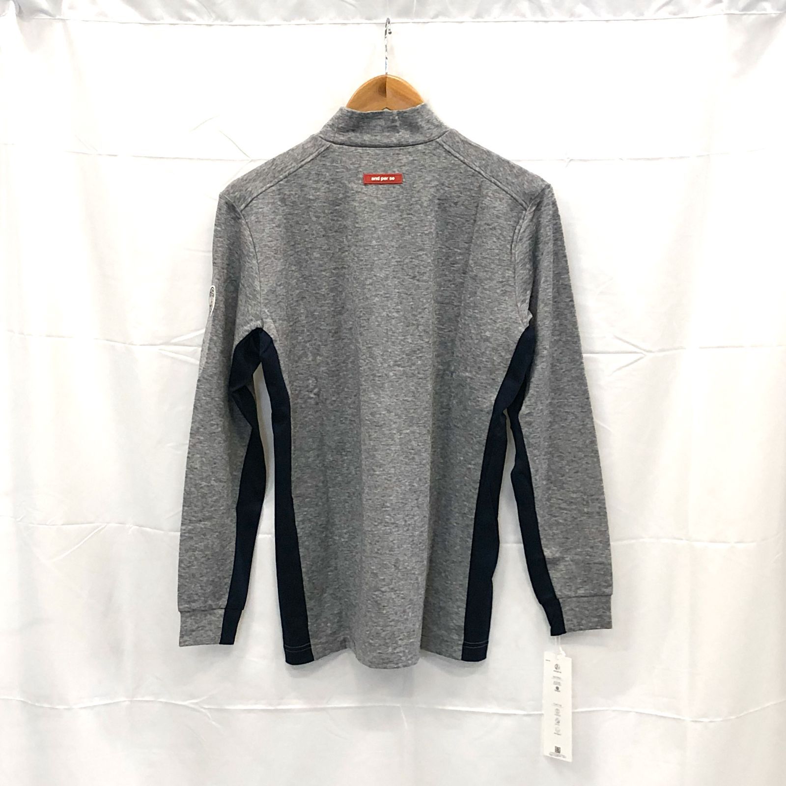 ! アンパスィ｜メンズ｜Ｍサイズ｜長袖ハイネックシャツ｜グレー系｜古着ゴルフウェア