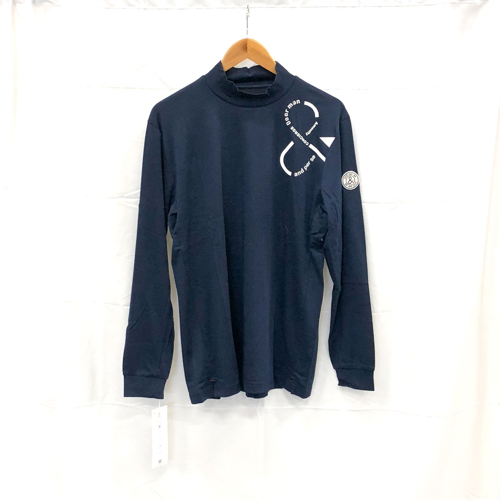 ! アンパスィ メンズ ＬＬサイズ 長袖ハイネックシャツ ネイビー系 古着ゴルフウェア