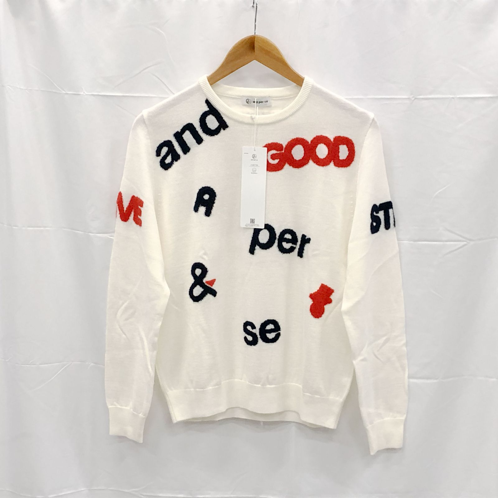 ! アンパスィ レディース ＬＬサイズ クルーネックセーター ホワイト系 古着ゴルフウェア