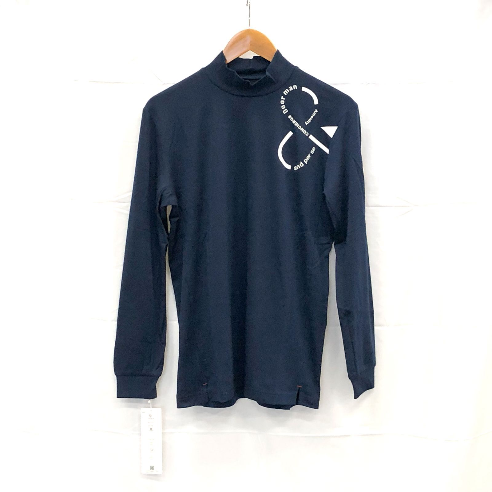 ! アンパスィ メンズ Ｍサイズ 長袖ハイネックシャツ ネイビー系 古着ゴルフウェア