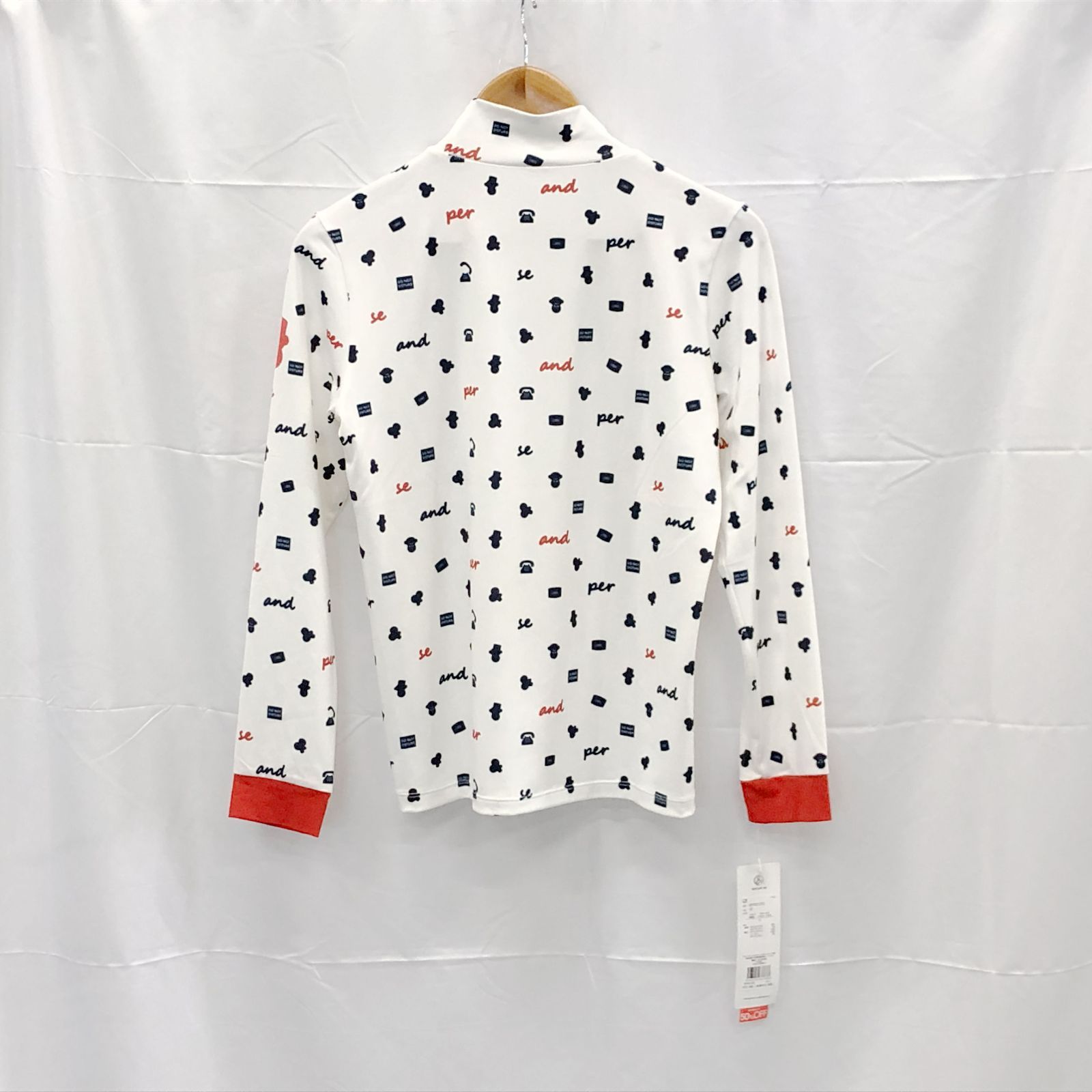 ! アンパスィ｜レディース｜Ｌサイズ｜長袖ハイネックシャツ｜ホワイト系｜古着ゴルフウェア