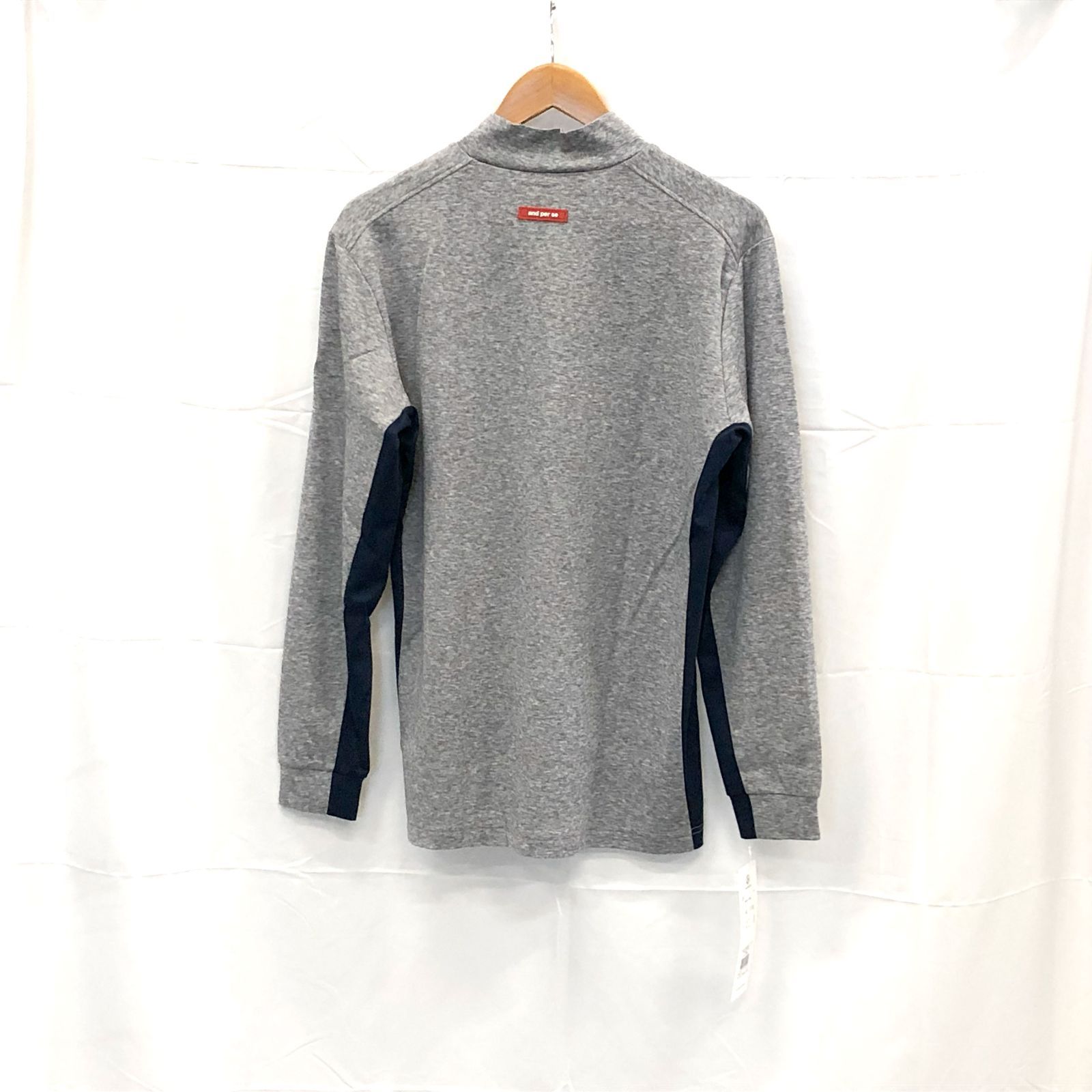 タグ付き! アンパスィ|メンズ|Lサイズ|長袖ハイネックシャツ|グレー系|古着ゴルフウェア
