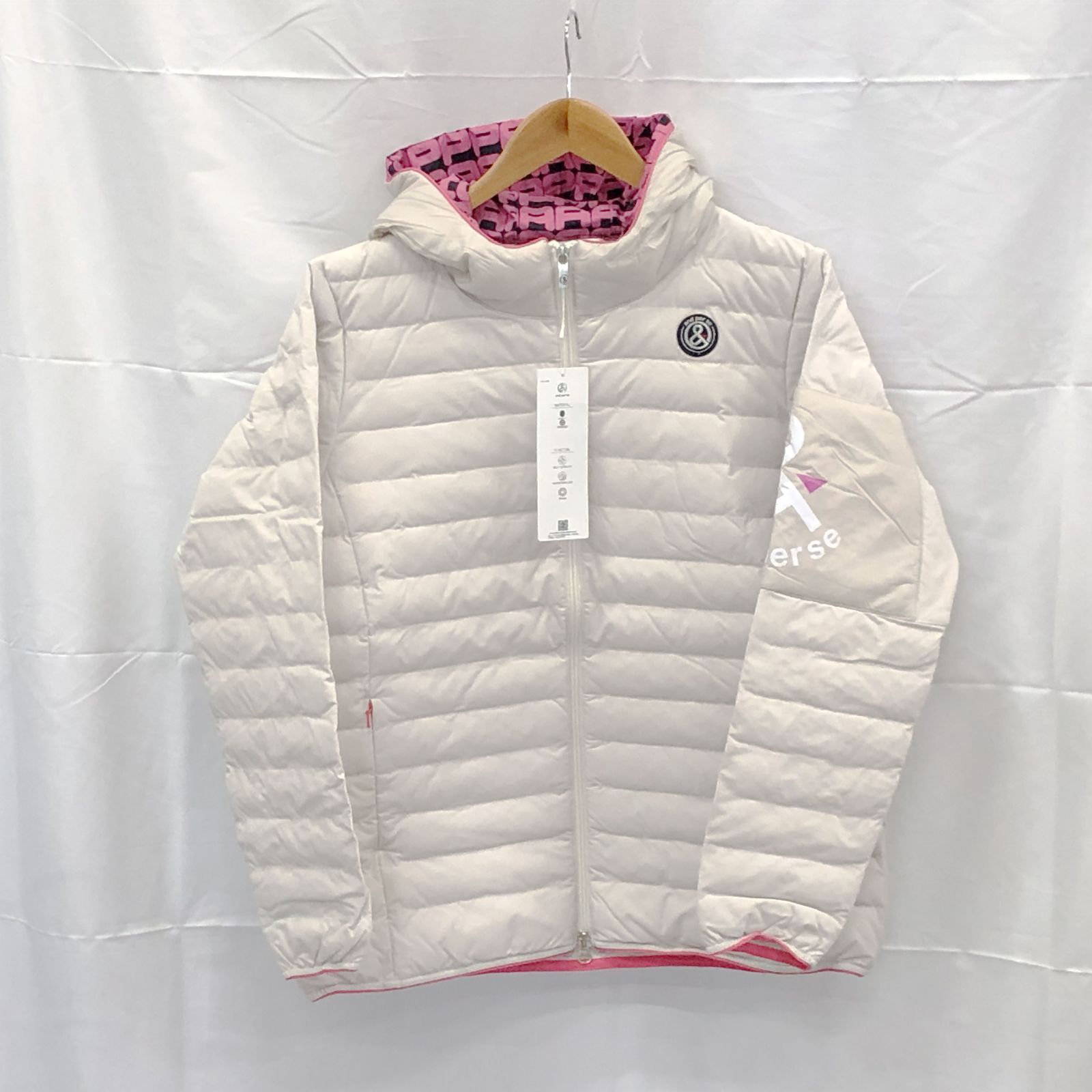 ! アンパスィ レディース ＬＬサイズ 中綿フーディーブルゾン ベージュ系 古着ゴルフウェア