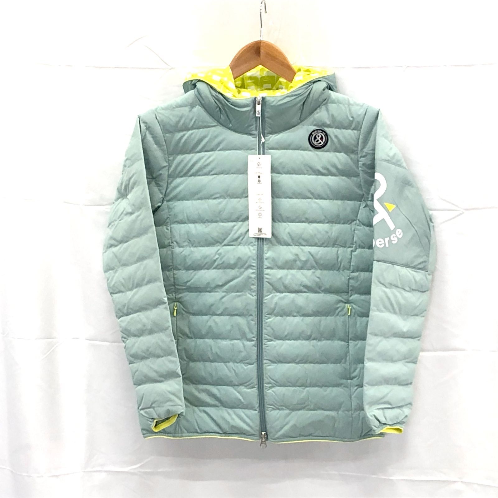 ! アンパスィ レディース Ｍサイズ 中綿フーディーブルゾン グリーン系 古着ゴルフウェア