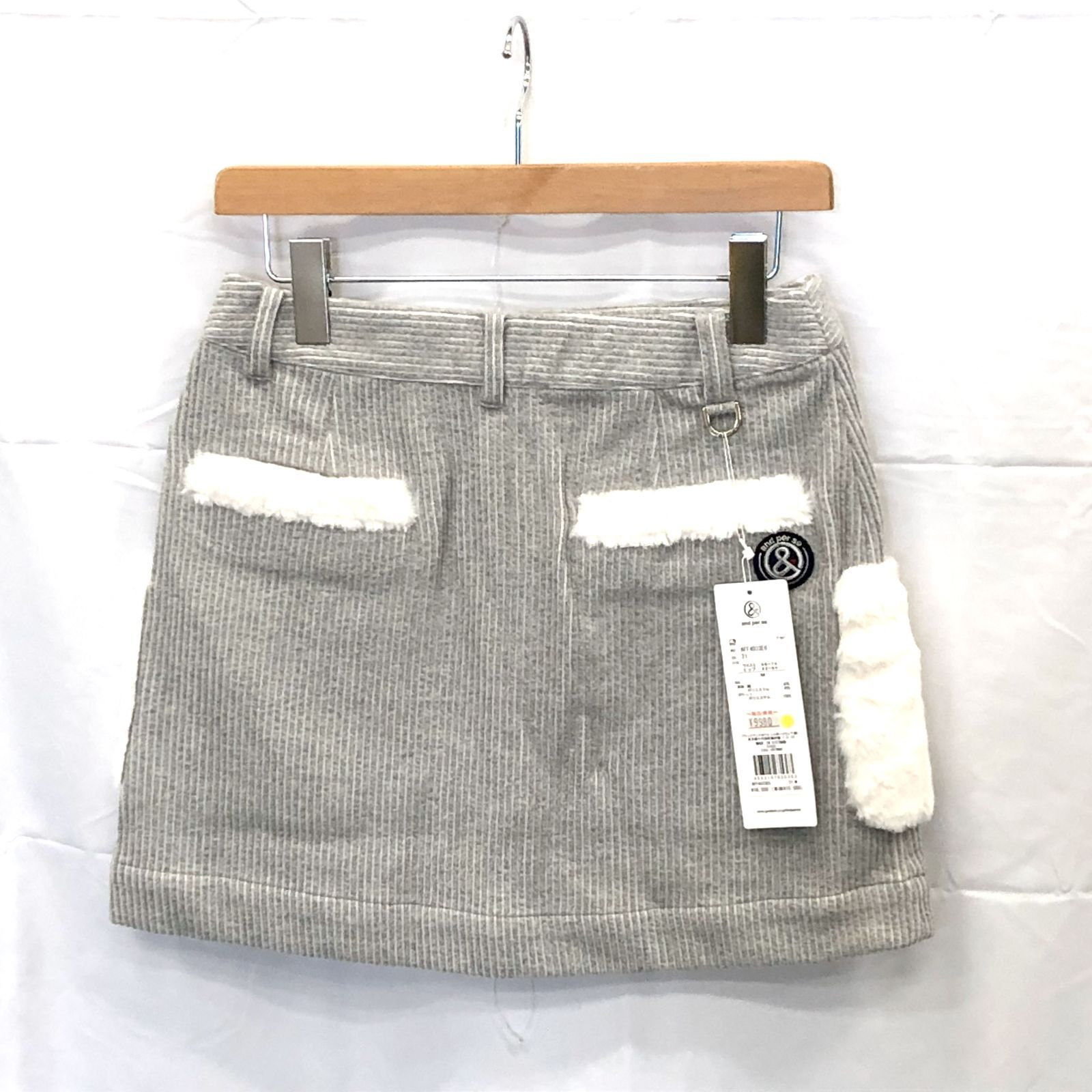 タグ付き! アンパスィ｜レディース｜Ｍサイズ｜ニットコーディロイスカート｜グレー系｜古着ゴルフウェア