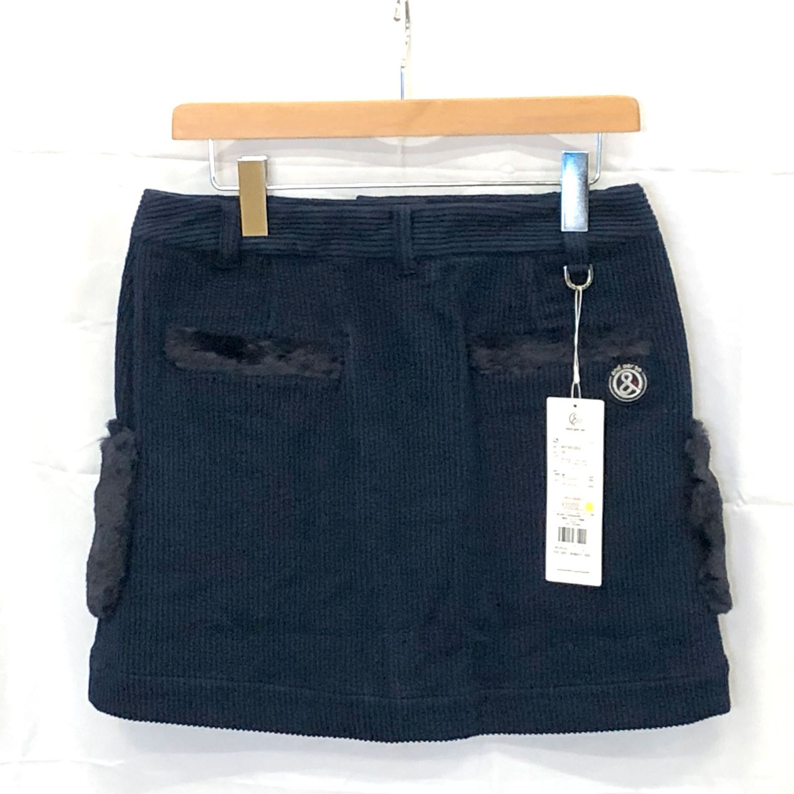 ! アンパスィ｜レディース｜ＬＬサイズ｜ニットコーディロイスカート｜ネイビー系｜古着ゴルフウェア