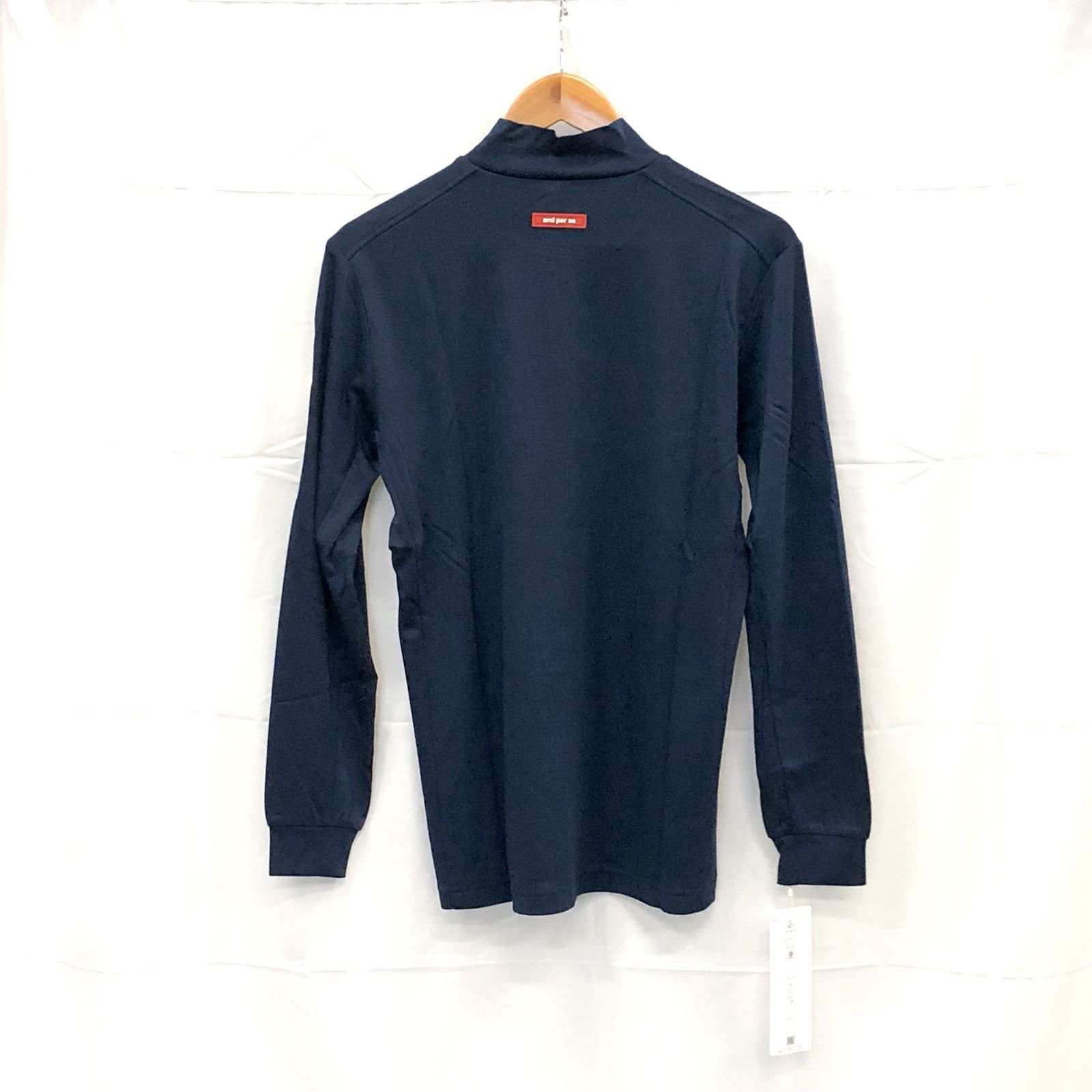 タグ付き! アンパスィ｜メンズ｜Ｍサイズ｜長袖ハイネックシャツ｜ネイビー系｜古着ゴルフウェア